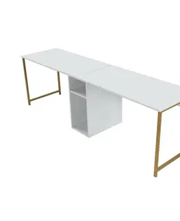 Konferenčné stolíky Pracovný stôl Twin White and Gold
