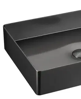 Sanitárna keramika SAPHO - AURUM nerezové umývadlo 50x35cm, vrátane výpuste, gun metal AU103