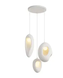 Závesné svietidlá Japandi Závesná lampa biela s organickým tienidlom 3-svetelná - Moonstone