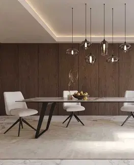 Jedálenské stoly DELIFE Jedálenský stôl Edge 300x100 keramika Minas melange bielo-béžová kov šikmý čierna