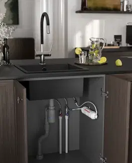 Kuchynské drezy NOVASERVIS NOVASERVIS - Drezová stojanková batéria Filtrata s elast.ram, čierna-chróm BFT41B