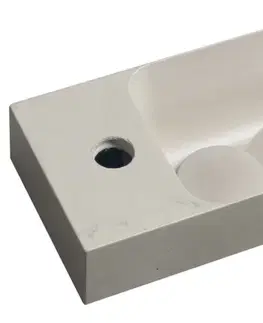 Kúpeľňové batérie SAPHO - PICCOLINO betónové umývadlo 30,8x17cm, batéria vľavo, piesková mat PK30014