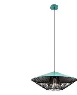Svietidlá Redo 01-3010 - Závesný luster GRILL na lanku 1xE27/42W/230V Ø 49,5 cm čierna/tyrkysová 01-3010