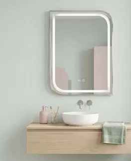 Kúpeľňové zrkadlá REA - Zrkadlo LED ZONE 80x60 BRUSH NICKEL HOM-00301
