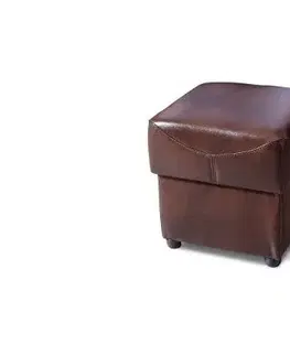 Taburetky PYKA Oleska kožená taburetka tmavohnedá (S43)