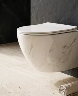 Záchody REA - Závesná WC misa vrátane sedátka Carlos Nature Marble REA-C6606