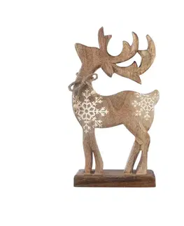 Vianočné dekorácie 4Home Dekorácia z mangového dreva Snowflake Deer, 33 cm