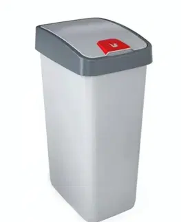 Odpadkové koše Kinekus Plastový kôš na odpad, 25 l MAGNE, flip strieborný