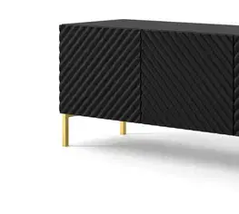 TV stolíky ArtBm Tv stolík SURF 200 | 4D Prevedenie: Čierny mat / zlaté nohy