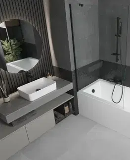 Sprchové dvere MEXEN/S - Next vaňová zástena FIX 90x150, transparent, čierna 895-090-000-00-00-70