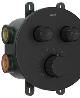 Kúpeľňové batérie SAPHO - SMART SELECT podomietková termostatická sprchová batéria, box, 2 výstupy, čierna mat RP032B