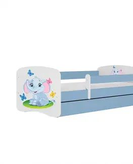 Postele pre dievčatá Detská Posteľ. Babydreams+Sz+M Modrá 80x180 Slon