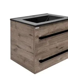 Kúpeľňový nábytok Kúpeľňová skrinka s čiernou úchytkou a umývadlom SAT Cube Way 60x53x46 cm dub Wellington mat CUBE46C602DWMODC CUBE46C602DWMODC
