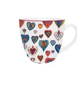 Hrnčeky, šálky, podšálky DUO - Hrnček 460ml COLORFUL HEARTS 3, v darčekovej krabičke, porcelán