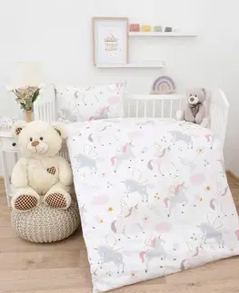 Detské obliečky MKLozkoviny.sk Bavlnené obliečky Renforcé do postieľky - Unicorn - 100 × 135 cm - 40 x 60 cm