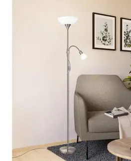 Lampy EGLO 82842 - Stojacia lampa UP 2 1xE27/60W + 1xE14/25W chróm 82842