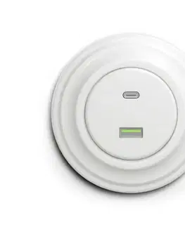 Predlžovacie káble Reblig - Retro USB zásuvka A+C s rámčekom snehovo biela RG0151+RG0157