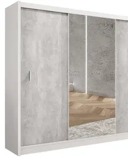 Šatníkové skrine Skriňa Stone 250 biela/betón