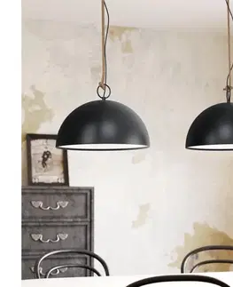 Svietidlá Eglo 78444 - Luster na lanku HODSOLL 2xE27/40W/230V čierna/hnedá 78444