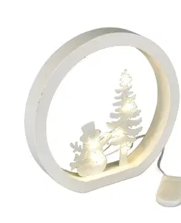 Vianočné dekorácie Vianočná LED dekorácia Snehuliak, pr. 15 cm, teplá biela