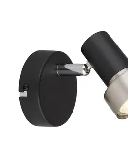 Svietidlá Globo 57917-1N - Nástenné bodové svietidlo MASON 1xGU10/25W/230V čierna/strieborná 57917-1N