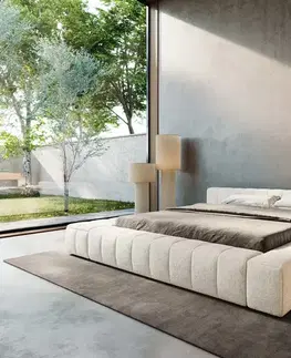 Čalúnené postele DELIFE Čalúnená posteľ Espazio 180x200 cm bouclé mäkká béžová