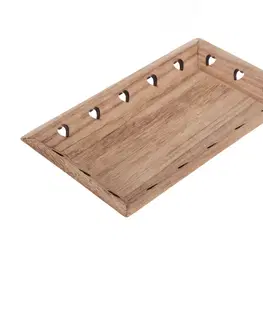 Podnosy a tácky Drevený podnos Srdiečka 33 x 19 x 3,5 cm, hnedá