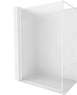 Sprchové dvere MEXEN/S - Kioto-F Sprchová zástena WALK-IN s rámom 90 x 202, dekor 8 mm, biela 800-090-104-20-30
