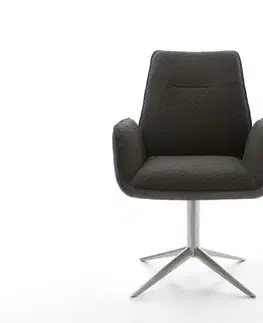 Jedálenské stoličky DELIFE Jedálenská stolička Zoa-Flex zmiešané materiály čierna krížová podstava nerezová oceľ 360° otočný hojdacia funkcia vrecková pružina