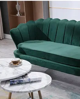 Pohovky a gauče KONDELA Noblin dvojsedačka smaragdová (Velvet) / zlatá