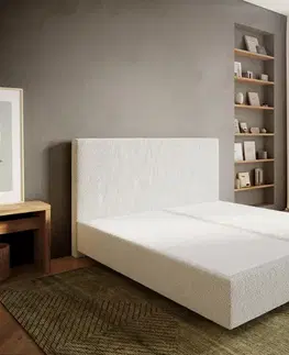 Postele Boxspring DELIFE Boxspring posteľ Dream-Well 180×200 cm bouclé krémovo biela