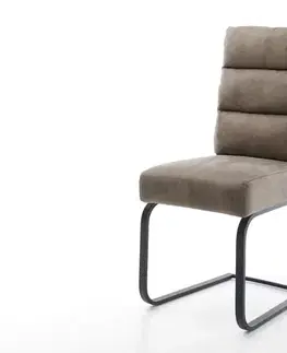 Jedálenské stoličky DELIFE Jedálenská stolička Pela-Flex mikrovlákno taupe vintage jedálenská stolička plochá čierna vrecková pružina