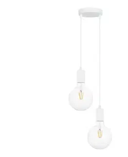 Svietidlá  Luster na lanku MIROS 2xE27/60W/230V guľatý biela 0264