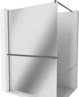 Sprchové dvere MEXEN/S - Kioto+ Sprchová zástena WALK-IN s poličkou a držiakom uterákov 100 x 200, zrkadlová, grafit metal 800-100-121-95-50