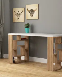 Písacie stoly Písací stôl Maze - White, Oak