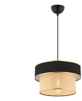 Svietidlá  Závesný luster na lanku ERO 1xE27/60W/230V čierna/béžová 390FLH2534
