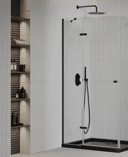 Vane MEXEN/S - Roma sprchovací kút 100x90, transparent, čierna + čierna vanička so sifónom 854-100-090-70-00-4070B