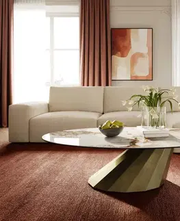 Konferenčné stolíky DELIFE Konferenčný stolík Edge oválny 140x80 cm keramika Minas Melange Parabi metalická zlatá
