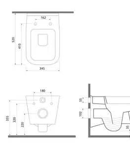 Záchody ISVEA - VEA závesná WC misa, Rimless, 34,5x52cm, biela 10VA02001