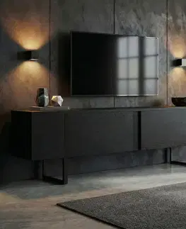 TV stolíky ROME TV stolík na nožičkách, čierne drevo/čierna