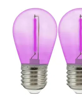 LED osvetlenie  SADA 2x LED Žiarovka PARTY E27/0,3W/36V fialová 322227