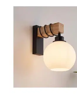 Svietidlá Brilagi - Nástenné svietidlo WOOD GLASS 1xE27/60W/230V borovica/čierna/biela EG44078+NSTK7432