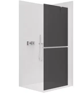 Držadlá k vani CERANO - Sprchová zástěna Walk-in Onyx Y L/P - 10 mm + polička/držák na ručníky - chrom, grafitové sklo - 160x200  CER-8050BD8662