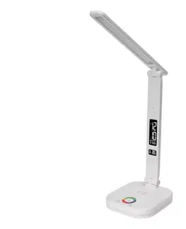 Lampy  LED RGBW Stm. lampa s bezdr. nab. a displejom USB portom 6W/5V 3000-6500K biela+ PDL711RGBW