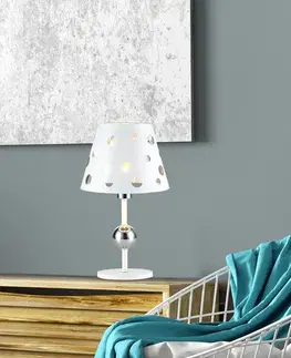 Stolové lampy Stolová lampa Batley Ledea s otvormi, biela