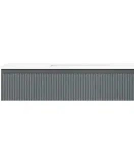 Kúpeľňový nábytok MEXEN/S - Rivel kúpeľňová skrinka 120 cm s umývadlom Otis, 1 šuplík, reliéf, grafit mat/biela mat - 91A20-12023-1-BF66-W18M0 91A20-12023-1-BF66-W18M01