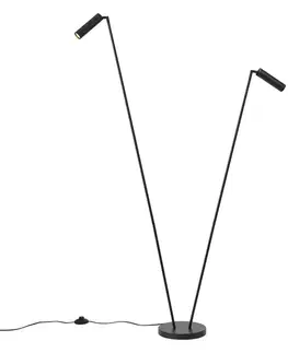 Stojace lampy Moderná stojaca lampa čierna 2-svetlá GU10 35mm - Thomas