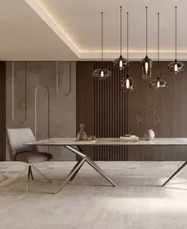 Jedálenské stoly DELIFE Jedálenský stôl Edge 300x100 keramika Minas Melange bielo-béžová Estelar okrúhly nerezová oceľ