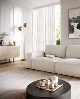 Veľké pohovky DELIFE Veľká pohovka Lanzo 230x95 cm bouclé bielo-béžová