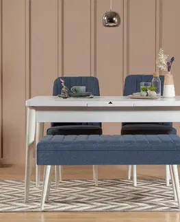 Jedálenské sety Jedálenský set s rozkladacím stolom a stoličkami (4 kusy) Vina 1048 - 3 - White, Dark Blue